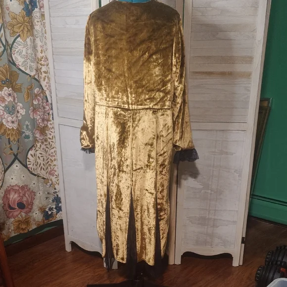 Free People Raveena Gold Velvet Duster Jacket Medium - Picture 4 of 9